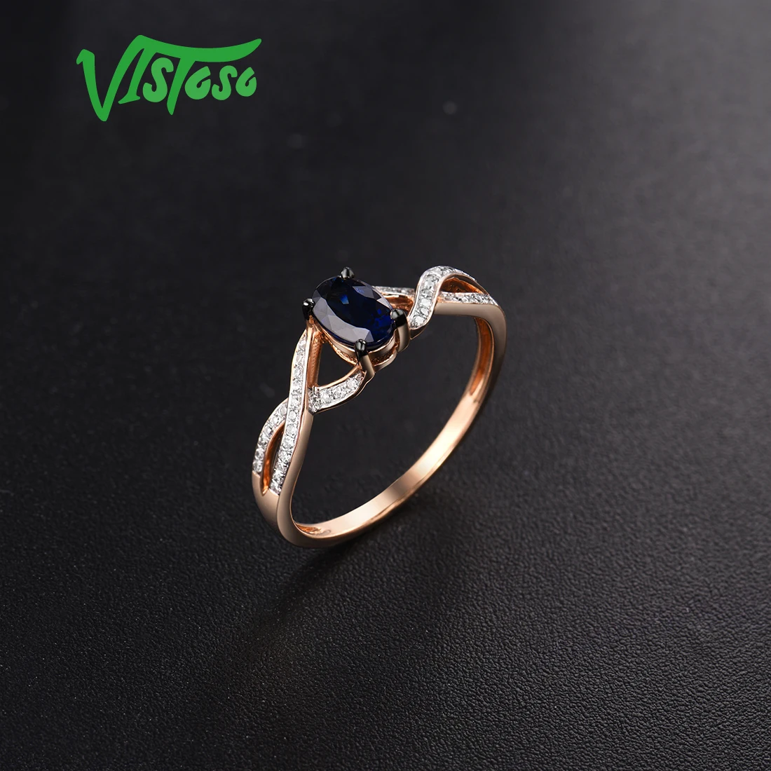 VISTOSO золотые кольца для женщин Подлинная 14 K 585 розовое золото кольцо сверкающий