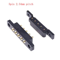 10 pcs spring loaded connector pogo pin 5 pin 2 54 mm pitch through holes pcb straight board with screw holes for installation