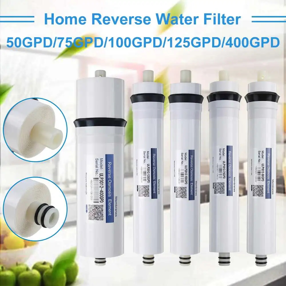 

400/125/100/75/50GPD Home Kitchen White Reverse Osmosis RO Membrane Replacement Water System Filter Water Purifier