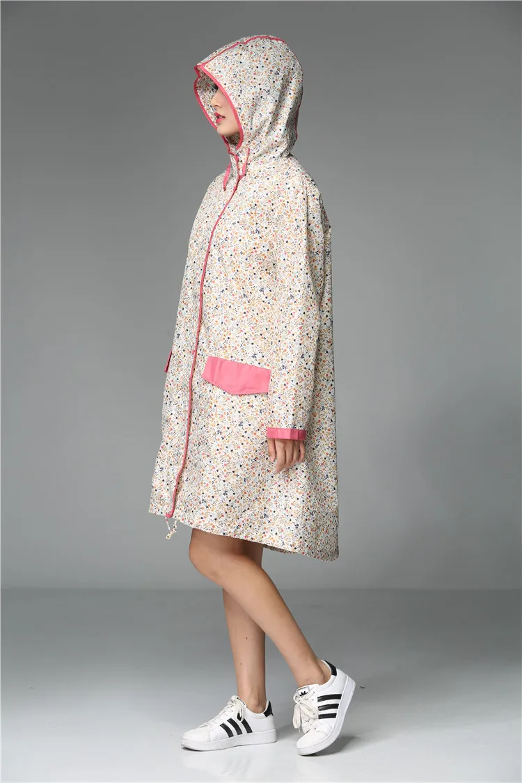 Уличная мода для женщин и девочек плащ с маленькими цветами непромокаемое пальто