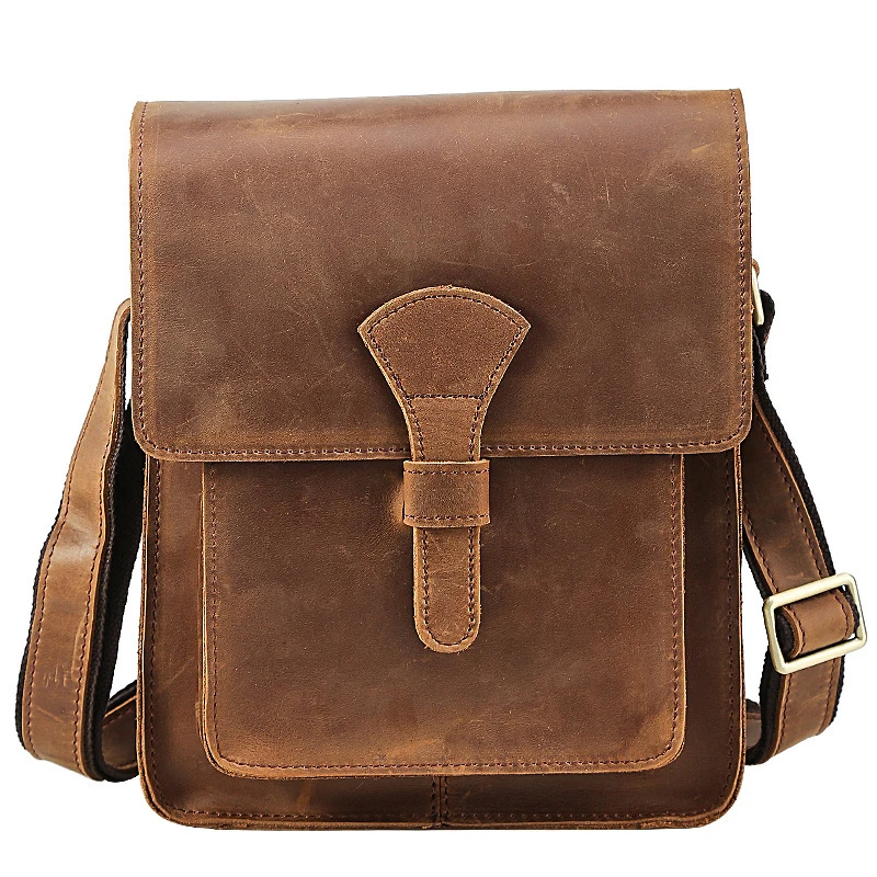 Crossbody Bag Genuine Leather Handbag High Quality Shoulder Bag Business Briefcase Vintage Crazy Horse Messenger Travel Casual