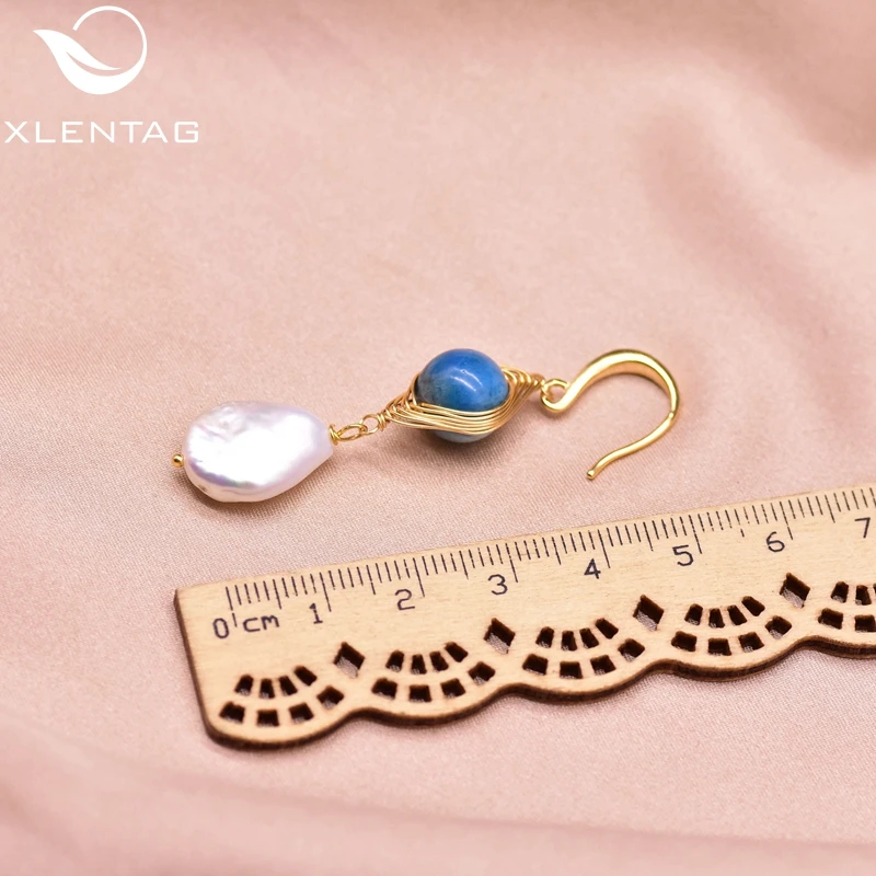 XlentAg эффектные круглые серьги с крючком из апатита камни капли воды женские