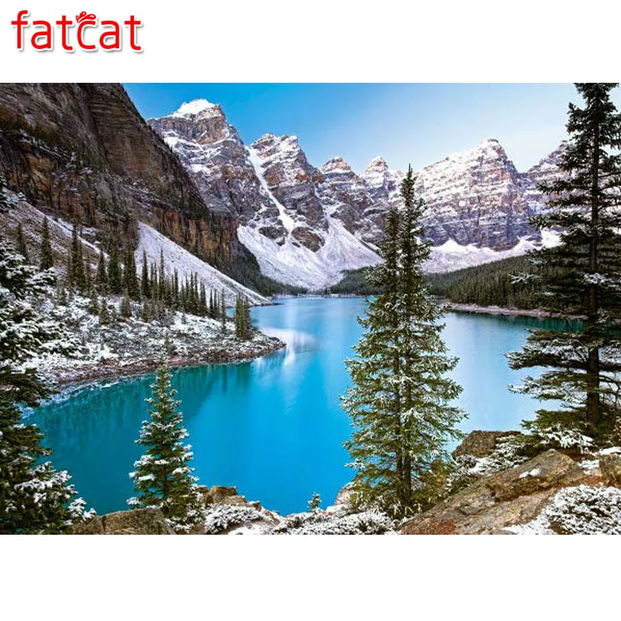 FATCAT Алмазная вышивка Diy 5D Канадское горное озеро полностью квадратная круглая