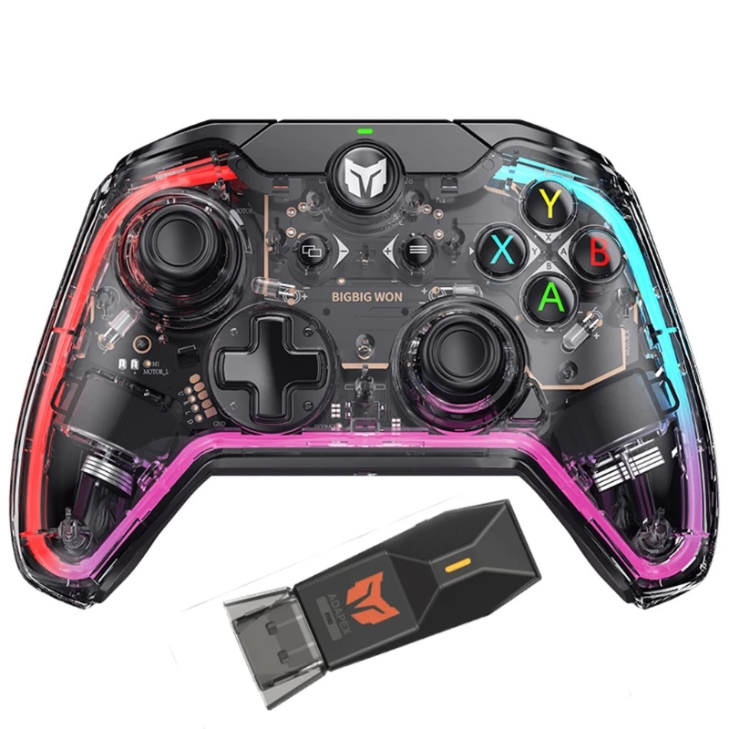 C1 Wired Somatosensory Gamepad Game Controller with 6-axis Gyroscope RGB Light Effects/R90 Adapter for Switch/PS4/ PS5/Window 10 |
