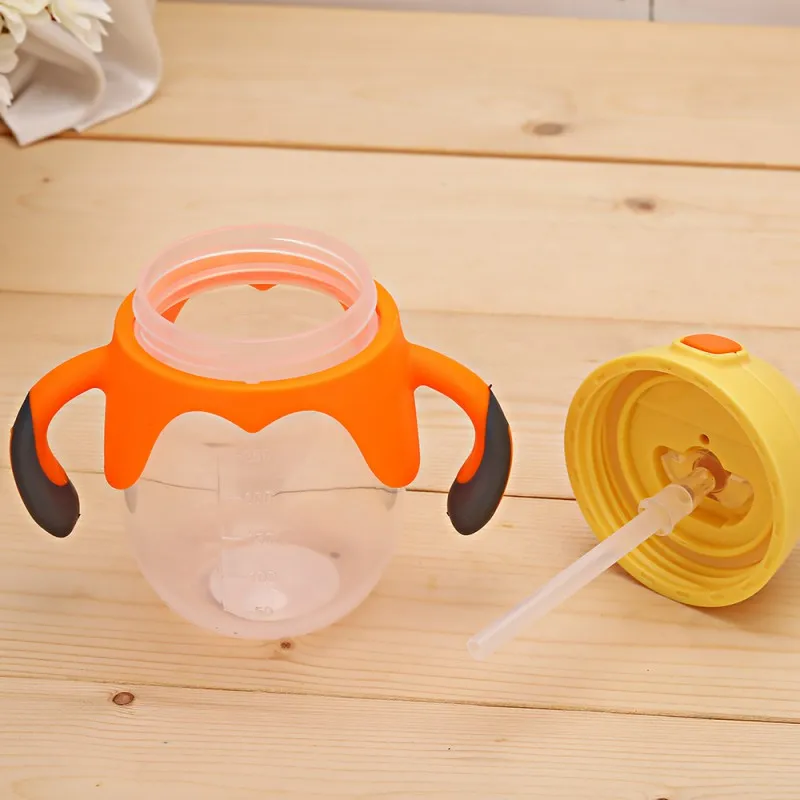 

Baby 250ml Portable Kids Sippy Cup Training Straw Water Milk Learn Drinking Patchwork Bottle
