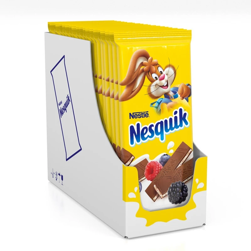 Шоколад Nesquik молочный с молочной злаковой и ягодной начинкой 100 г | шоколадные