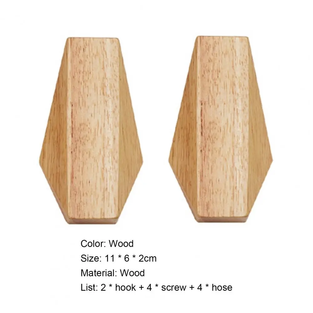 

1 Set Coat Hanger Solid Color Back Door Decoration Wooden Wall Key Holder Hook for Cloakroom