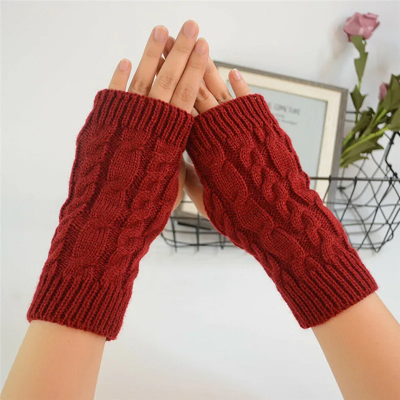 Модные весенние теплые зимние длинные мужские и женские вязаные перчатки без