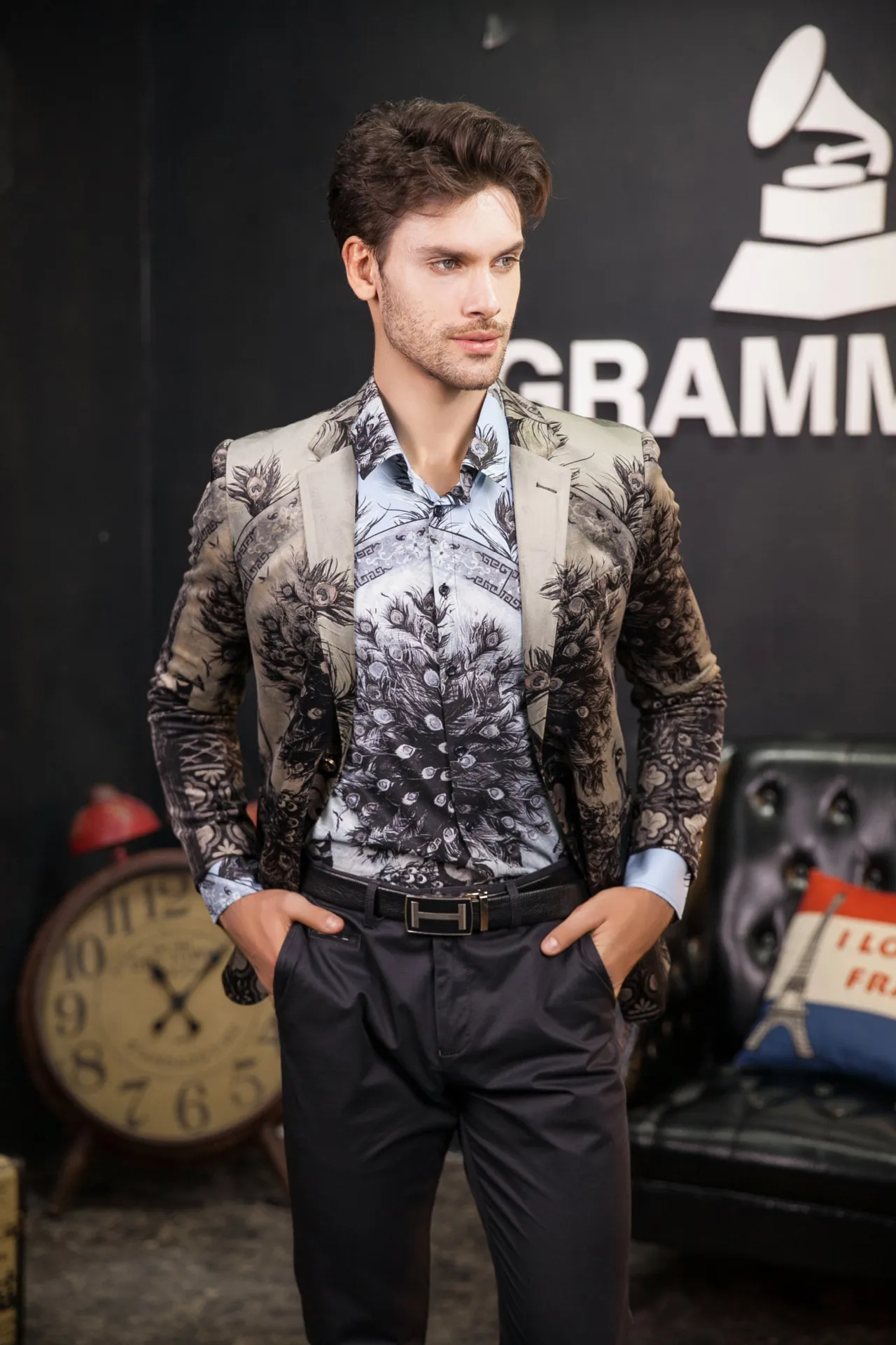 Повседневная одежда мужской с животным принтом блейзер для мужчин Slim Fit Клубные наряды Vetement Homme Veste Mariage Lentejuela Hombre мужские