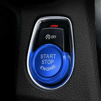 blue aluminum keyless engine push start button wsurrounding ring trim for bmw interior accessories mouldings