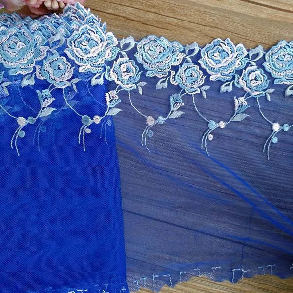 13 ярдов Роза цветок светильник зеленый 20 см кружевная ткань с широкой отделкой