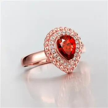 

3 Colors Rings with Red Zircon European Luxury Row Drop-shaped Ring Women Jewelry