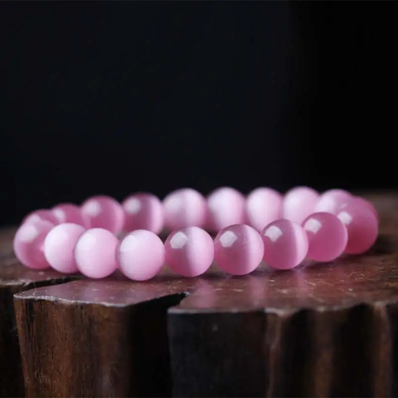 Natural Stone Pink Opal Bracelet Quartz Stretch Bracelet Fashion Healing Jewelry 6/8/10mm Bead Pulseras New Arrival