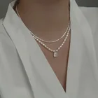Женское ожерелье из серебра 925 пробы, яркая цепочка с блестками, геометрический чокер прямоугольной формы, Ювелирное Украшение, характерная цепочка до ключиц