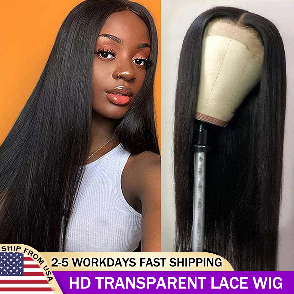 

4X4 Lace Closure Wigs For Women Malaysian Straight Lace Front Human Hair Wigs Pre Plucked 13X4 HD Transparent Lace Frontal Wig