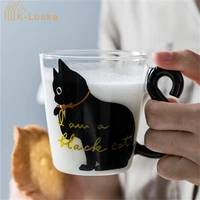 300ml coffee milk tea cute cat glass water cup high borosilicate glass beer mug heat resistant suitable for microwave oven