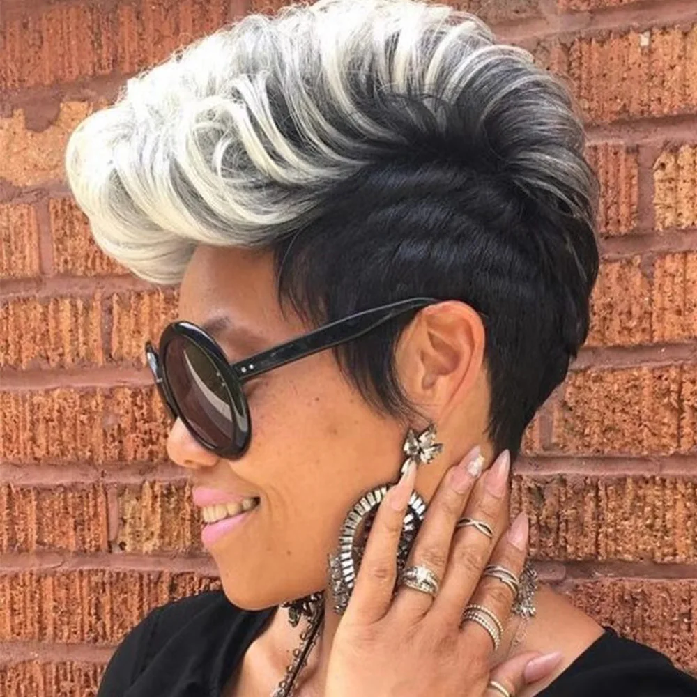 

Pixie Cut Synthetic Wigs Short Black Yellow Wine Orange Wigs Natural Looking Heat Resistant Hair Wigs For Black Women