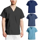 Мужская униформа медсестры сплошной Цвет с V-образным вырезом и короткими рукавами, 2021 Повседневная для кормления Рабочая Униформа, костюм Одежда для персонала больниц полный комплект одежды