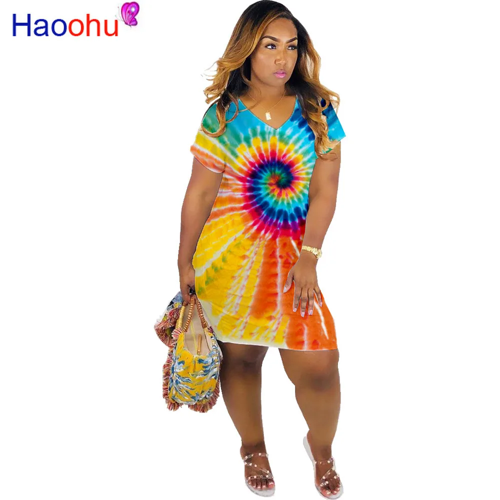 Женское вечернее платье миди HAOOHU черное облегающее до колен с ярким принтом и v