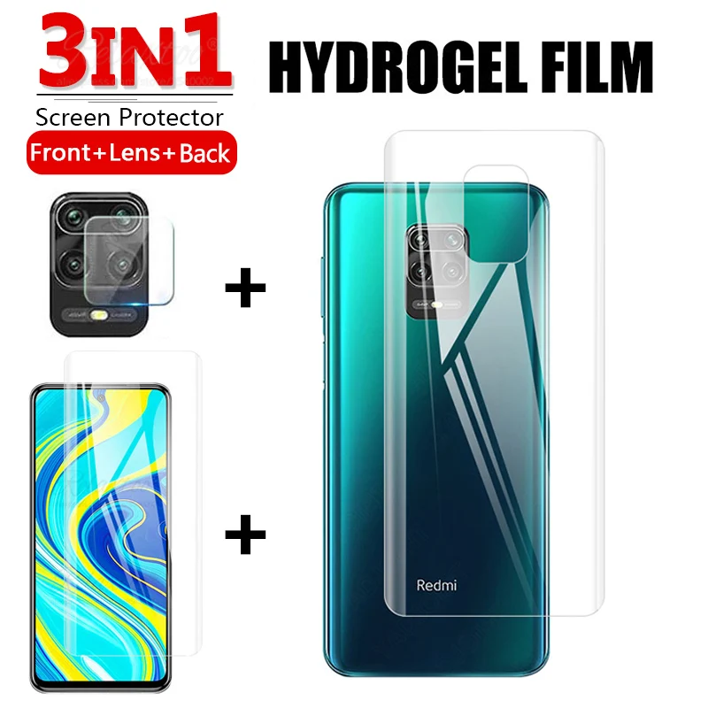 3IN1 мягкий гидрогель пленка для xiaomi Redmi Note 9s Большие размеры 9 10 9t s Pro max Передняя