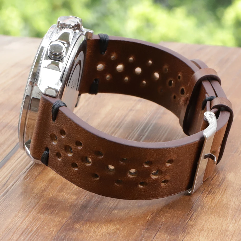 Onthelevel Leather Watch Strap 18mm 20mm 22mm 24mm Durable Coffee Brown Color Watch Band Quick Release Watch Bands Replacement
