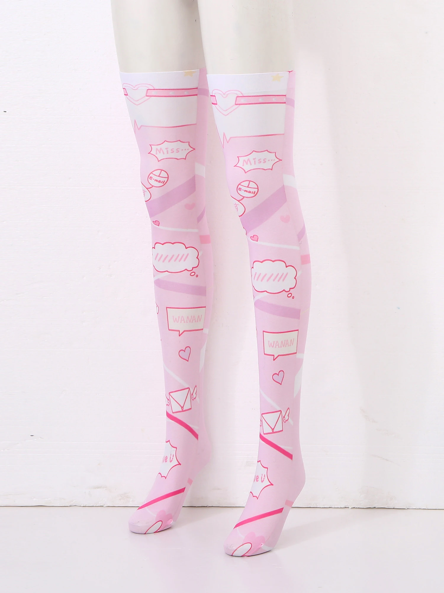 Чулки выше колена с принтом для женщин и девочек длинные чулки из полиэстера в