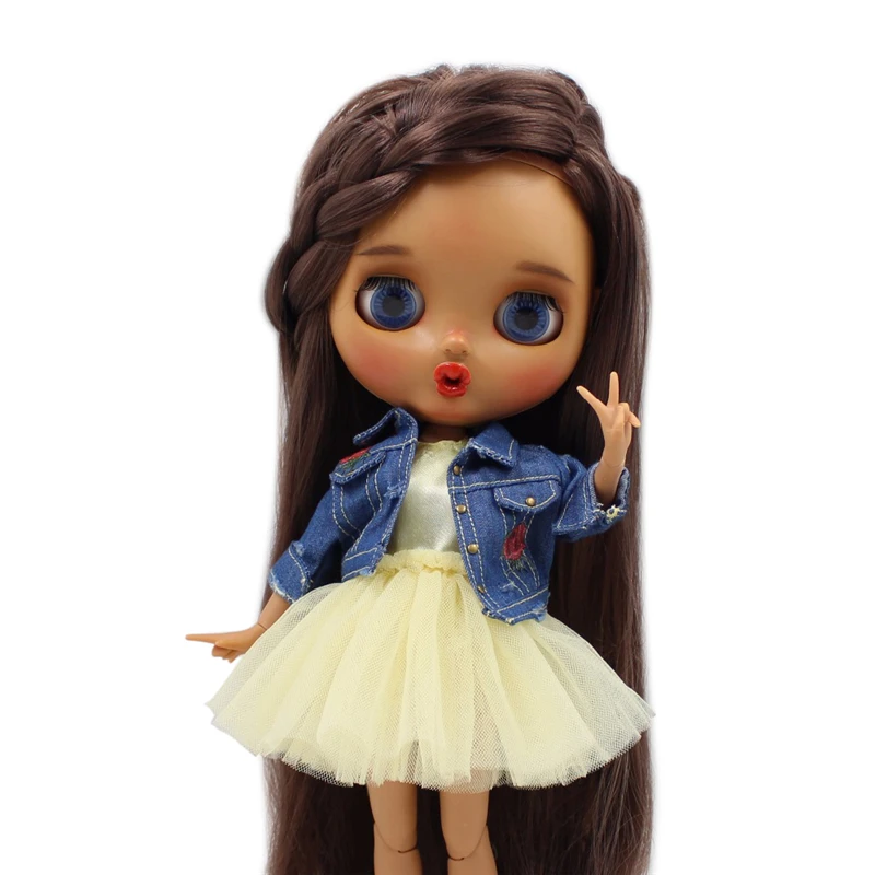 Blyth кукла ледяное соединение Боди Одежда Желтый Розовый Пряжа юбка Gauzy юбка с джинсовой курткой леди