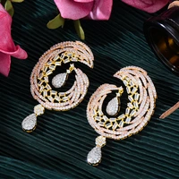 missvikki dubai luxury golden big round pendant earrings for women wedding party cz bridal earrings fashion new trendy jewelry