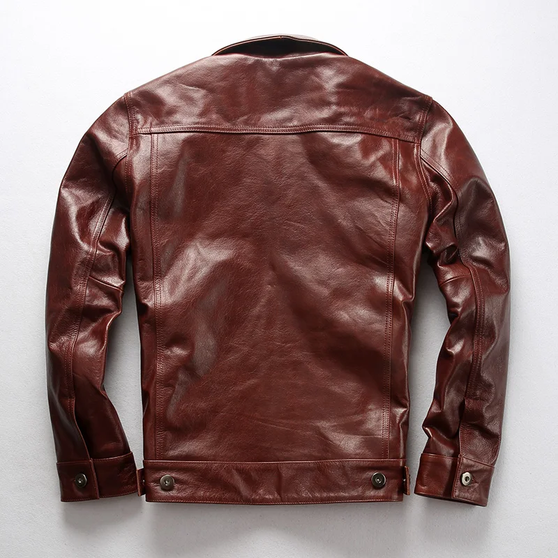 Мужская красная куртка из коровьей кожи 2020 с карманами модное приталенное пальто