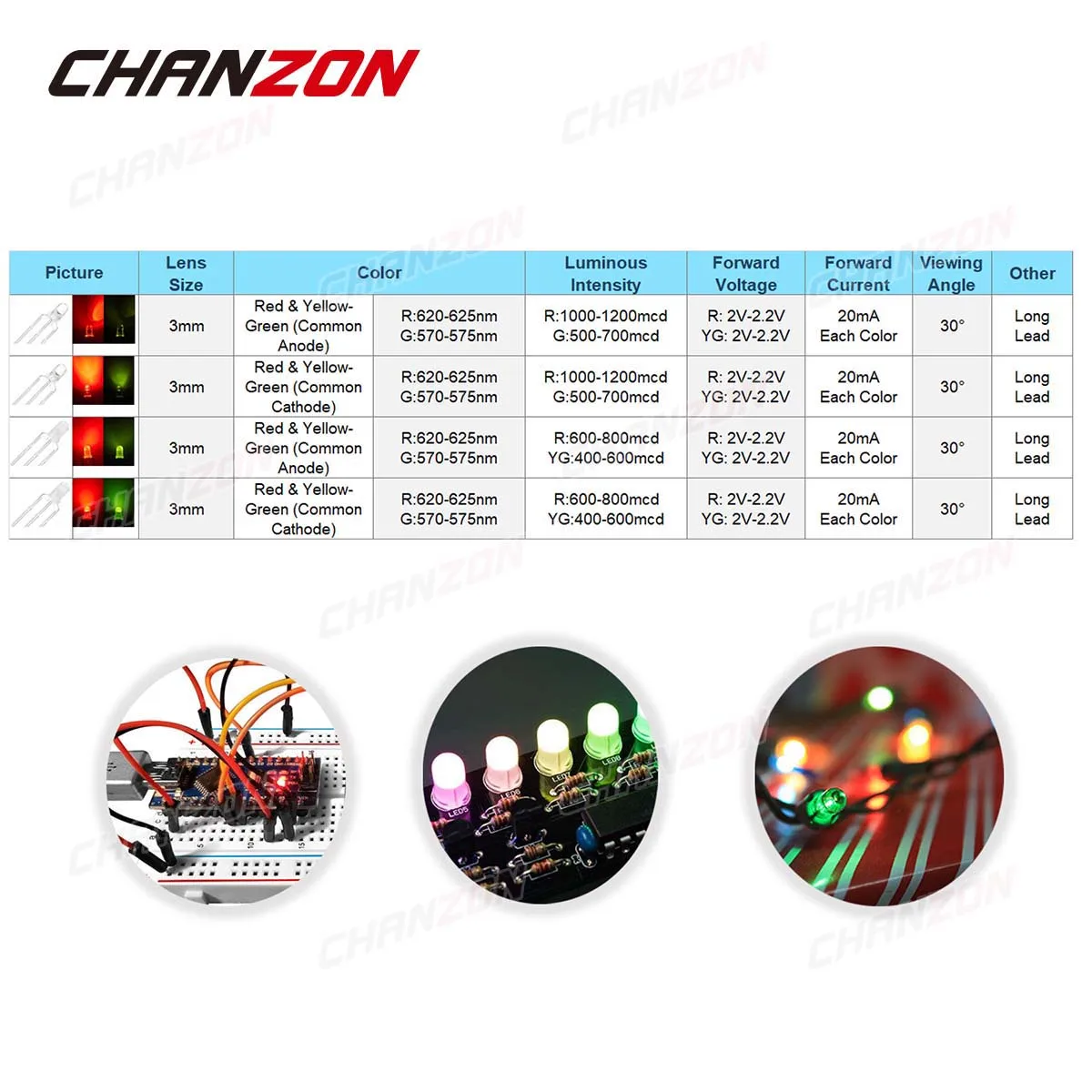 100 шт. 3 мм Светодиодные светоизлучающие диоды лампочка двухцветная красная