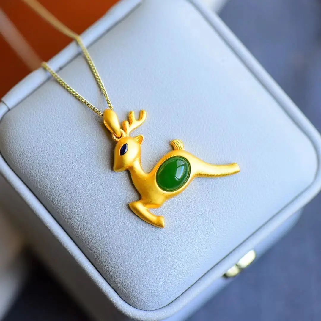 

S925 Silver Inlay Natural Hetian Jade All the Way to Have You Pendant Jade Delicate Moisturizing and Revitalizing Style Fashion