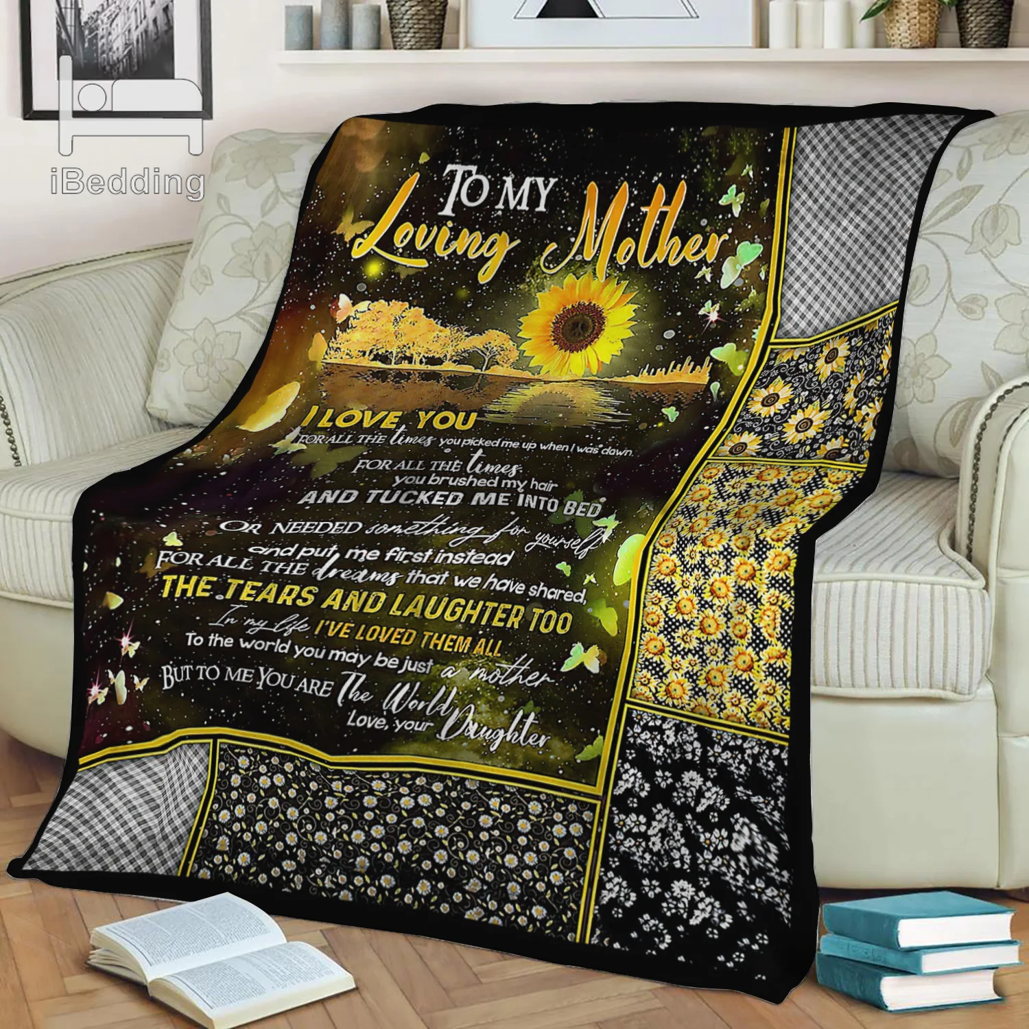 

Daugther & Sohn Liebe Geschenk Zu Mom Nachricht Flanell Decke Gedruckt Quilts Decke für Sofa Bett Weiche Warme Mütter tag