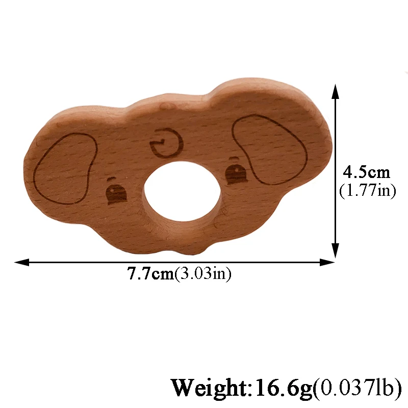 Kissteether-mordedor de madera de haya para beb&eacute;, juguetes de dentici&oacute;n de elefante de dibujos animados, colgante de lactancia inspirado en Montessori-5