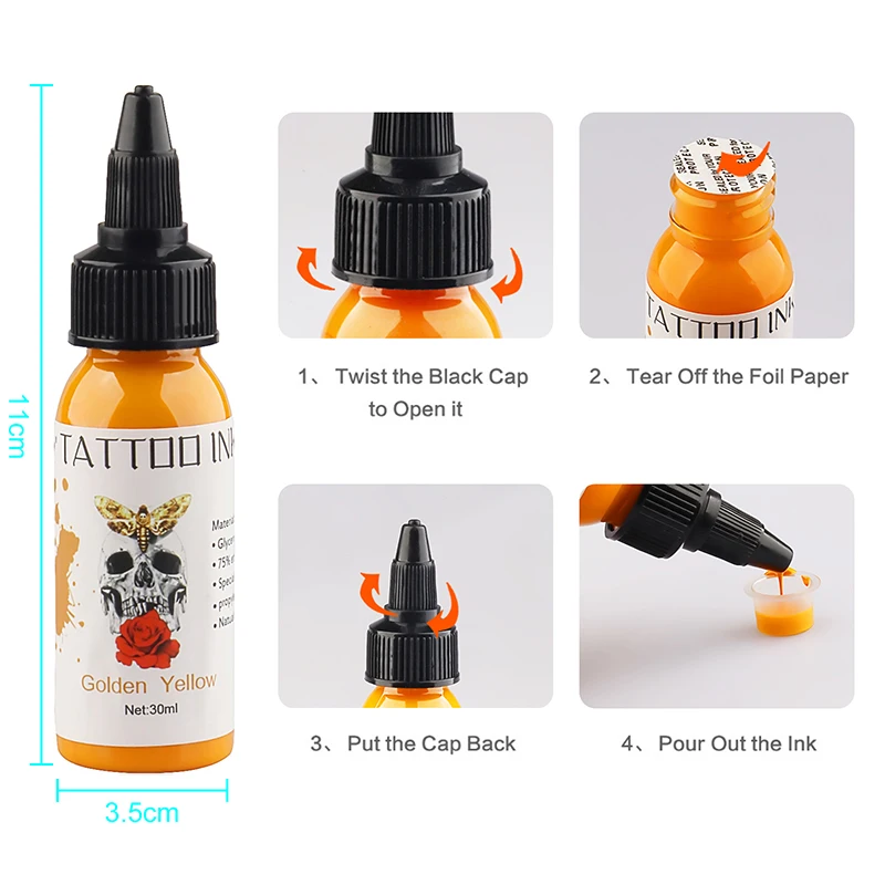 7Colors Tattoo Ink Pigment Professional DIY Tattoo Pigment Practice Tattoo Ink Permanent Painting Supply for Beauty Body Art