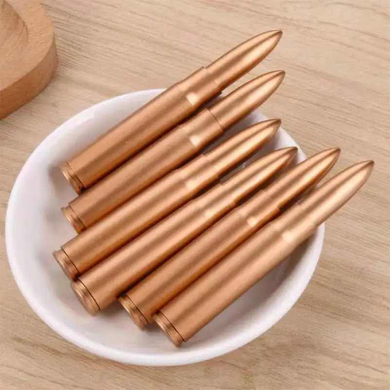 

10pcs Portable Outdoor Gold Plastic Bullet Shape Single Ballpoint Pen Mini Pen Writing Pen Student Stationery Office Supplie