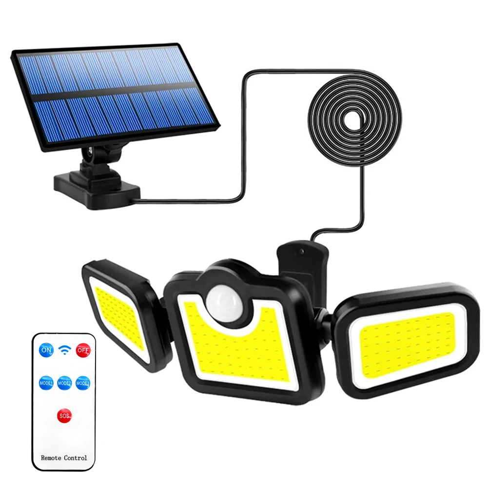 

Solar Led Light Outdoor Solar Light 3 Head Motion Sensor With 5m Wire IP65 Waterproof Solar Light Exterior For Garden Decoration