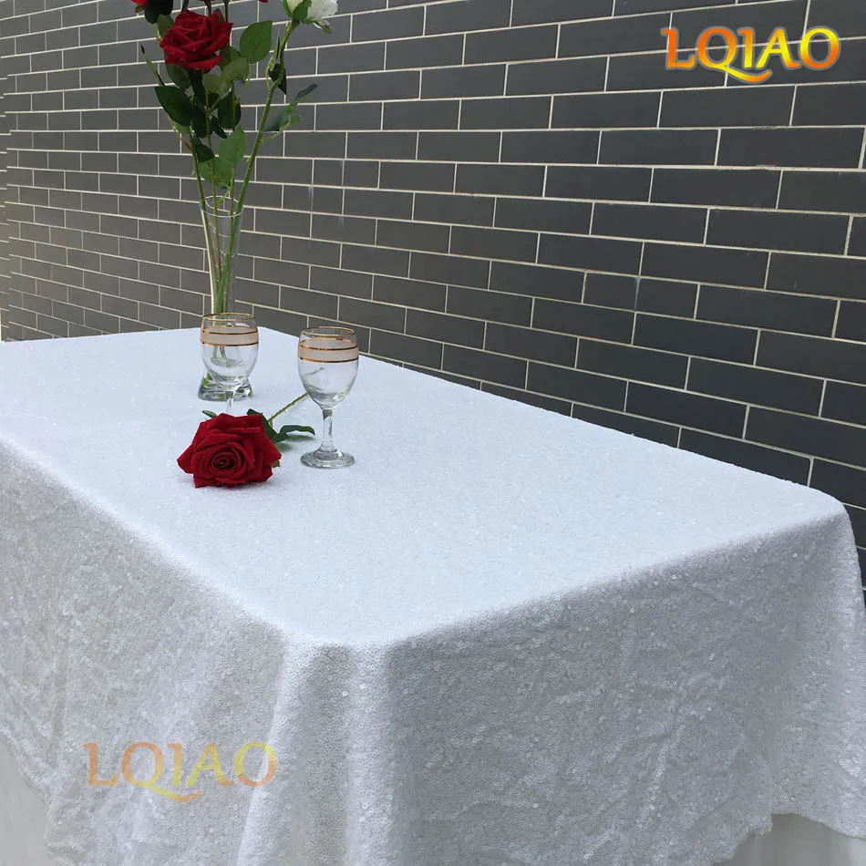 120x200 см темно-синяя вышитая сетка скатерти с пайетками ткань настольная скатерть с пайетками Свадьба/украшение скатерти с пайетками ткань - Цвет: White