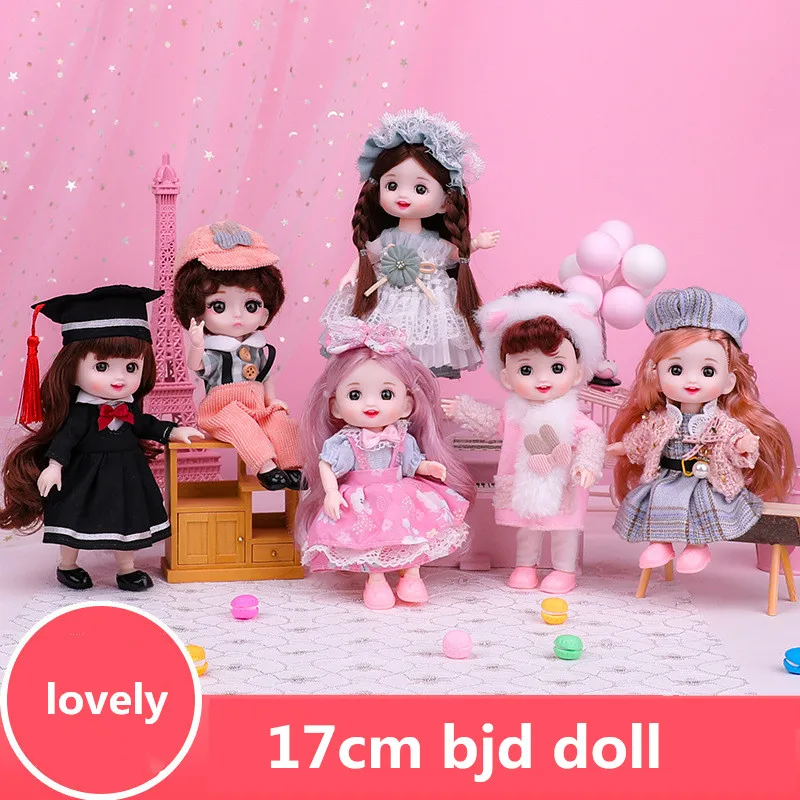 

16cm BJD Mini Doll 13 Movable Joint Baby 3D Big Eyes Beautiful DIY Toy Doll with Clothes Dress Up 1/12 Fashion Doll for Girls