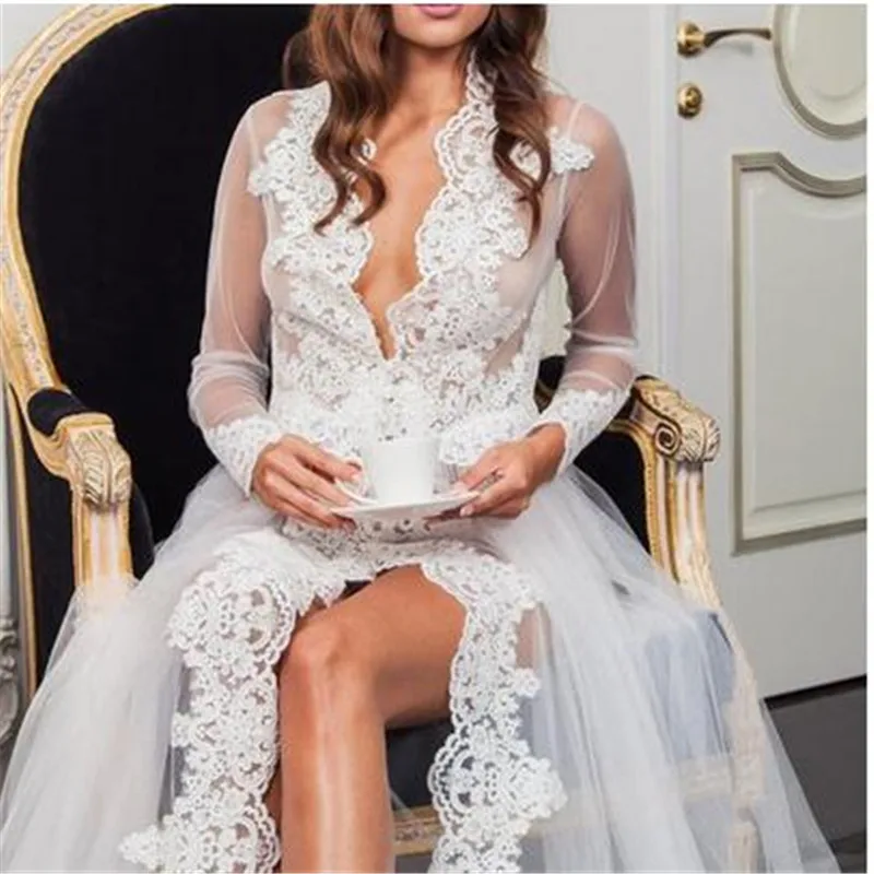 Женское прозрачное длинное платье кружевное Сетчатое с глубоким V-образным