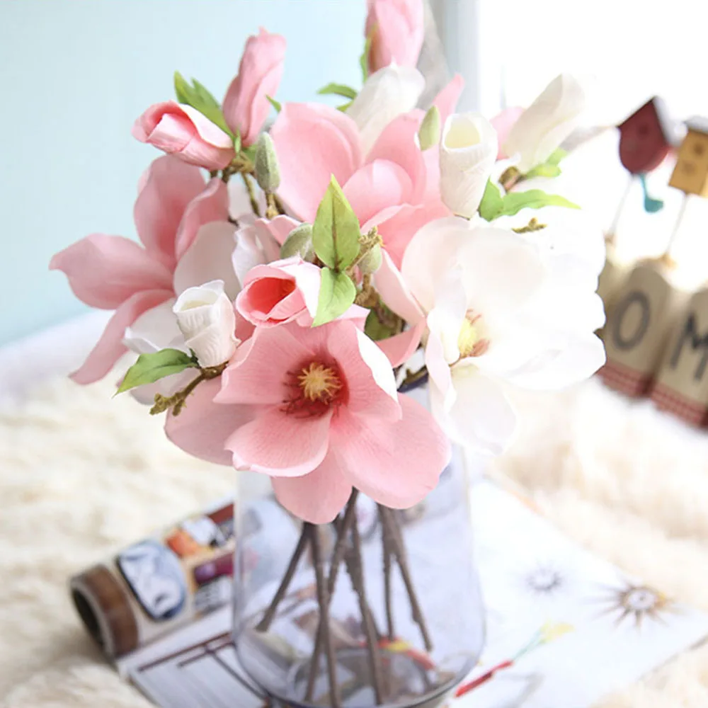 Искусственные цветы лист магнолии цветочный свадебный букет вечерние гостиной