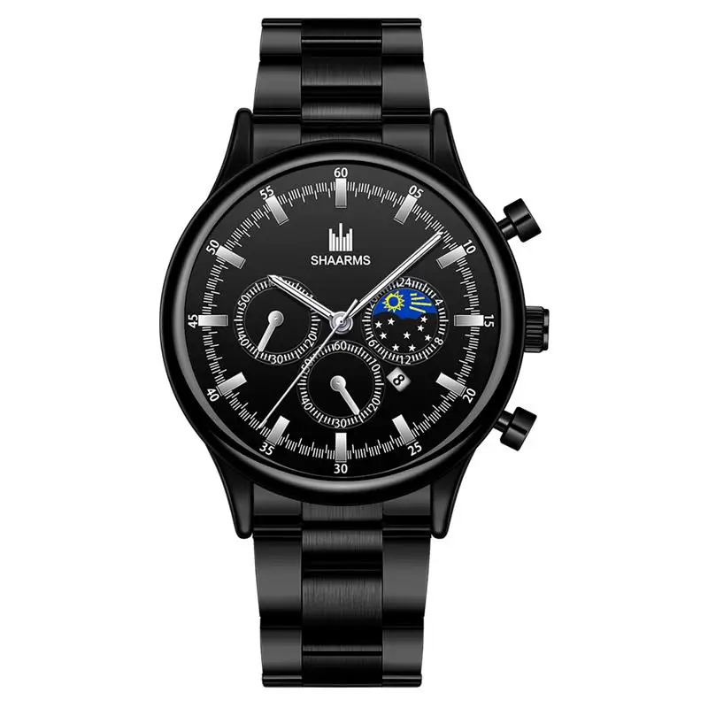 

SHAARMS men watches 2020 luxury date watch fashion business quartz wristwatch relogio masculino