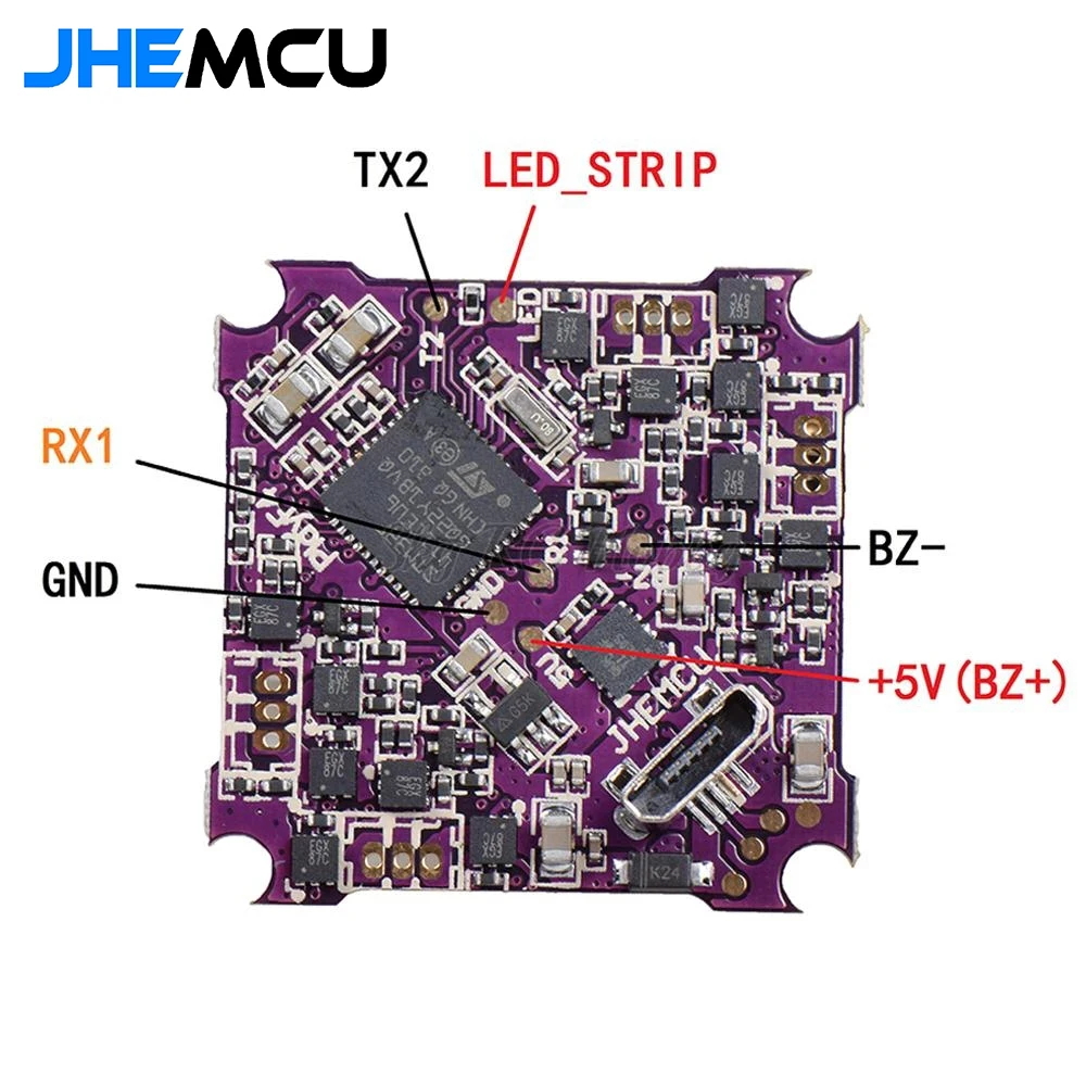 Контроллер полета JHEMCU Play F4 Whoop AIO OSD BEC и встроенный 5A BL_S 1-2S 4 в 1 ESC для