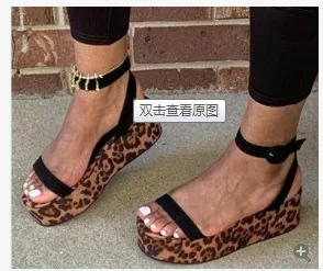 

Leopard Printed Sandals Ankle Strap Casual HOT 2020 New Flat Platform Fashion Sandals Women Summer Casual Shoes Female