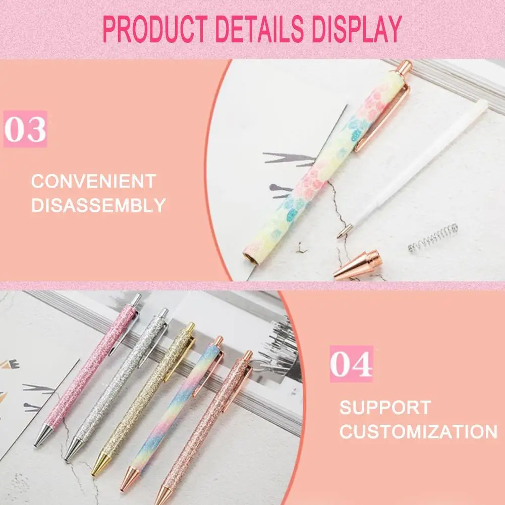 

1pcs Metal Ballpen Ball Pens Glitter Ballpoint Pens Pens Office Stationery 1.0mm Supplies For School Writing Ballpoint Stud U3F2