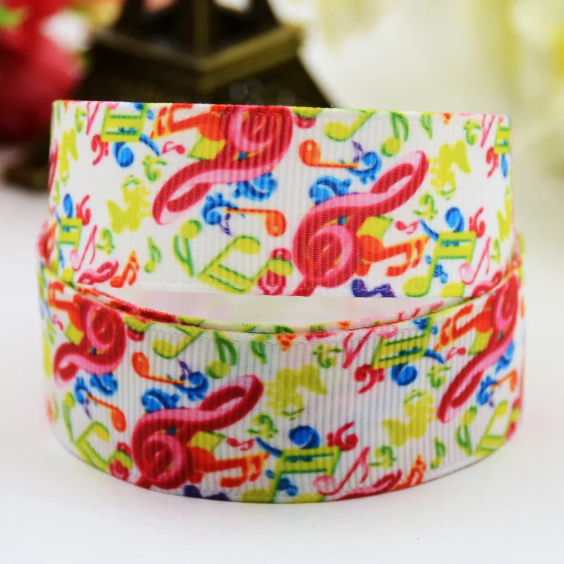 

1" 25mm,1-1/2" 38mm Musical Notation Cartoon Printed Grosgrain Ribbon Christams Decoration Party Decoration 100yards