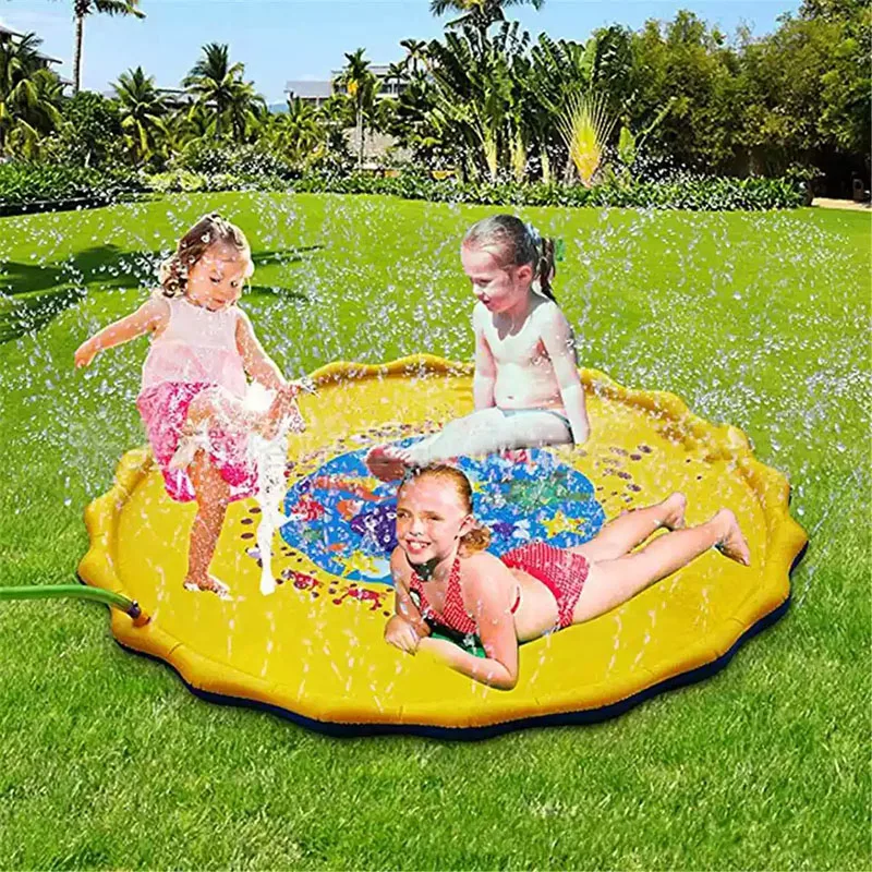 

100/170cm Children Play Water Mat Outdoor Game Toy Lawn For Children Summer Pool Kids Games Fun Spray Water Cushion Mat Toys