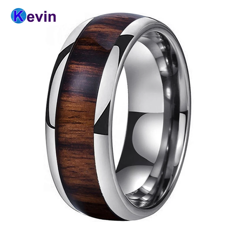 Дерево мужское кольцо вольфрам обручальное для мужчин женщин купольная лента с