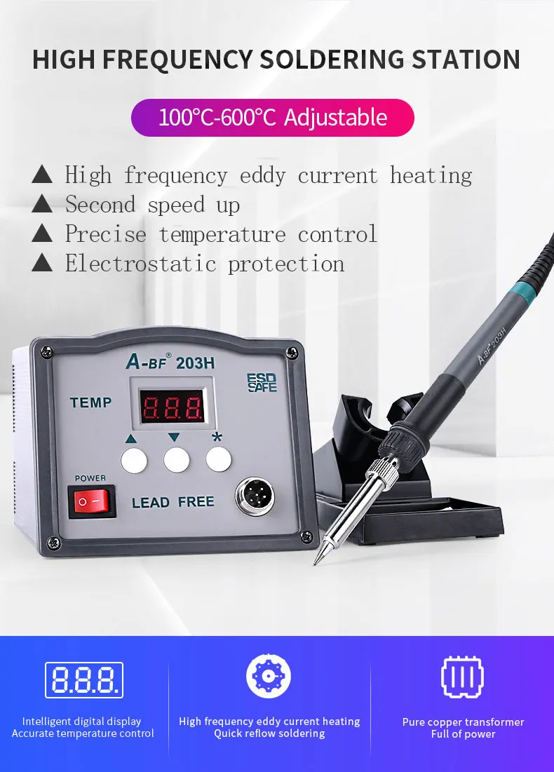 A-BF паяльная станция 203 H 90 W 205 H 150 W высокочастотная паяльная станция 220 V 230 V Бессвинцовая припой паяльник станция