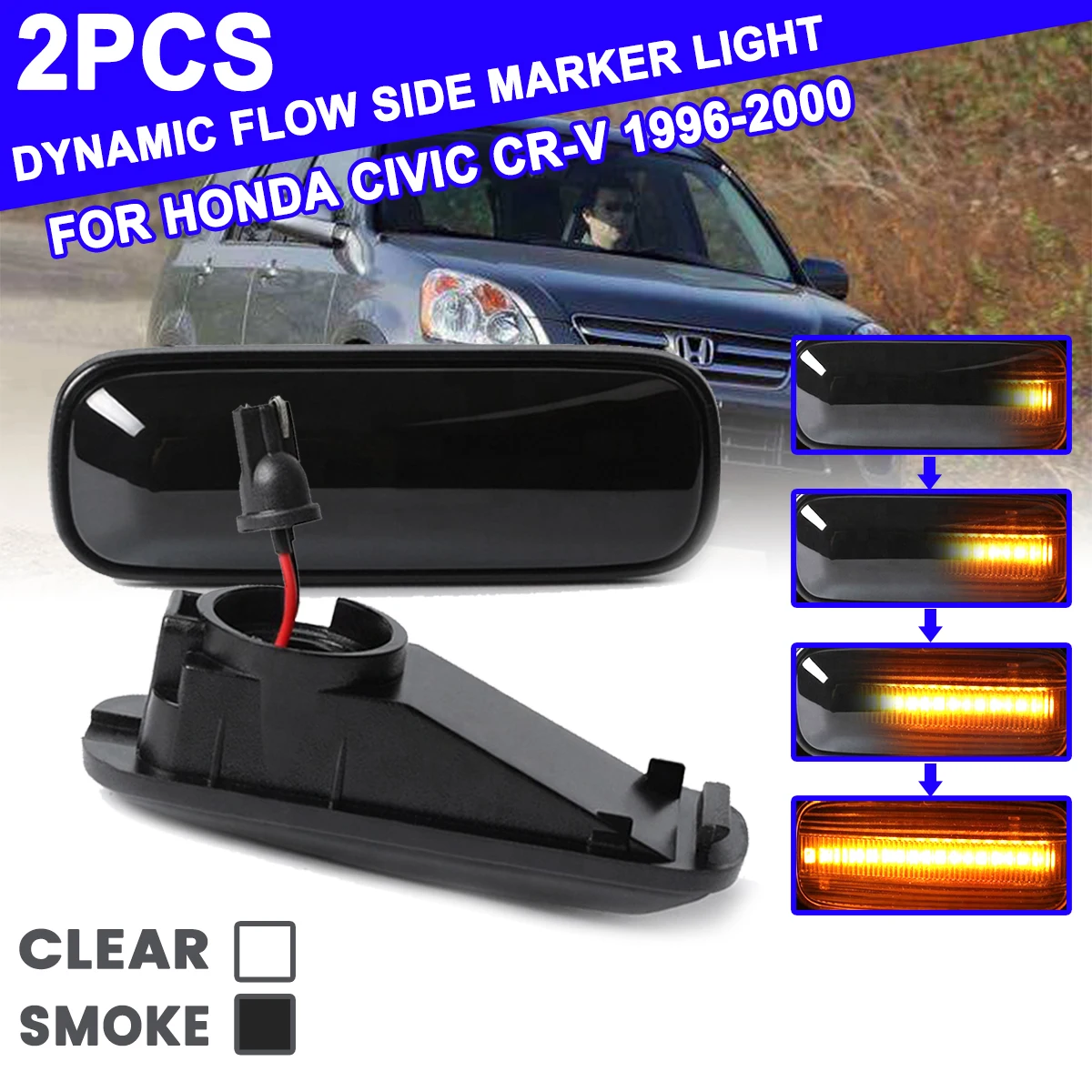 1 Pair Dynamic Turn Signal Light for Honda Civic CRV Flowing LED Side Marker Lights Repeater Lamp 12V Panel | Автомобили и