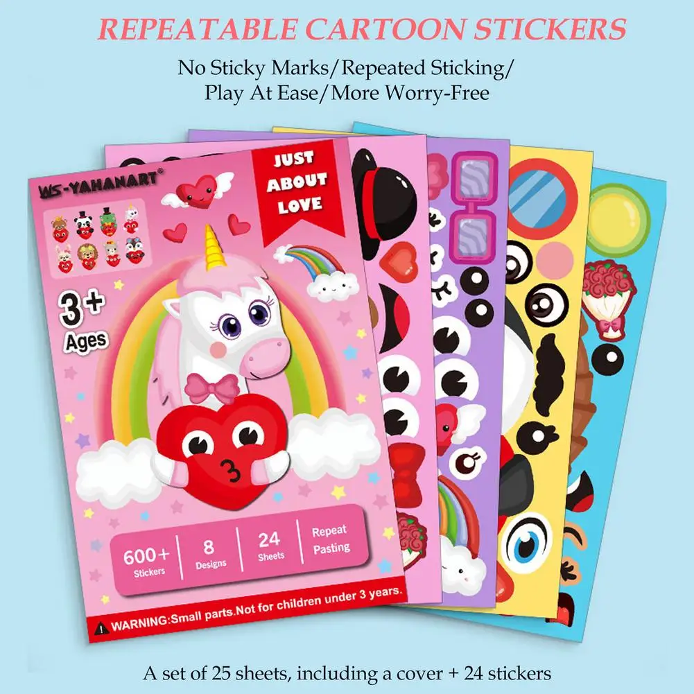 Наклейка на День святого Валентина 24 листа наклейка лицо для детей в форме сердца